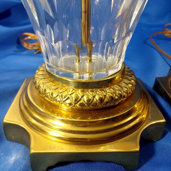 Vintage  Hollywood Regency Bohemian Crystal Brass  Buffet Table Lamp MUST BUY 2! - Picture 9 of 13